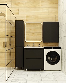 Style Line Мебель для ванной Бергамо Мини 70 черная Люкс антискрейтч Plus – фотография-17